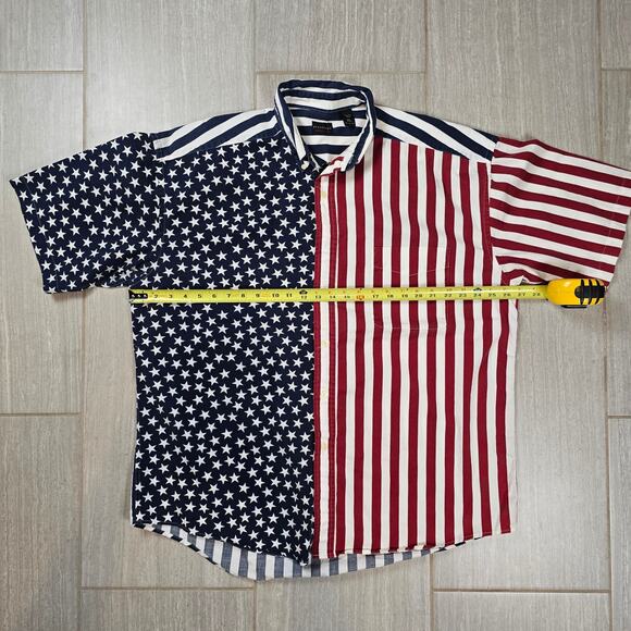 Vintage Structure Short Sleeve Button Up XL USA Flag Pattern XLarge - Picture 6 of 9